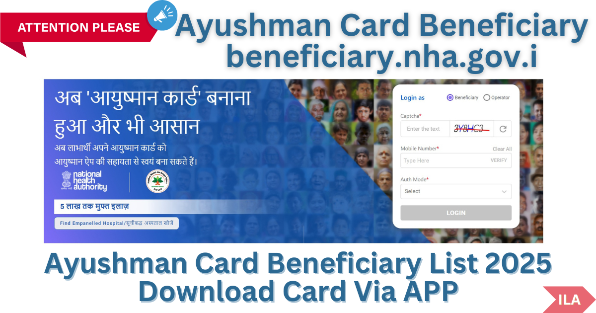 Ayushman Card Beneficiary List 2025 Download Card Via APP